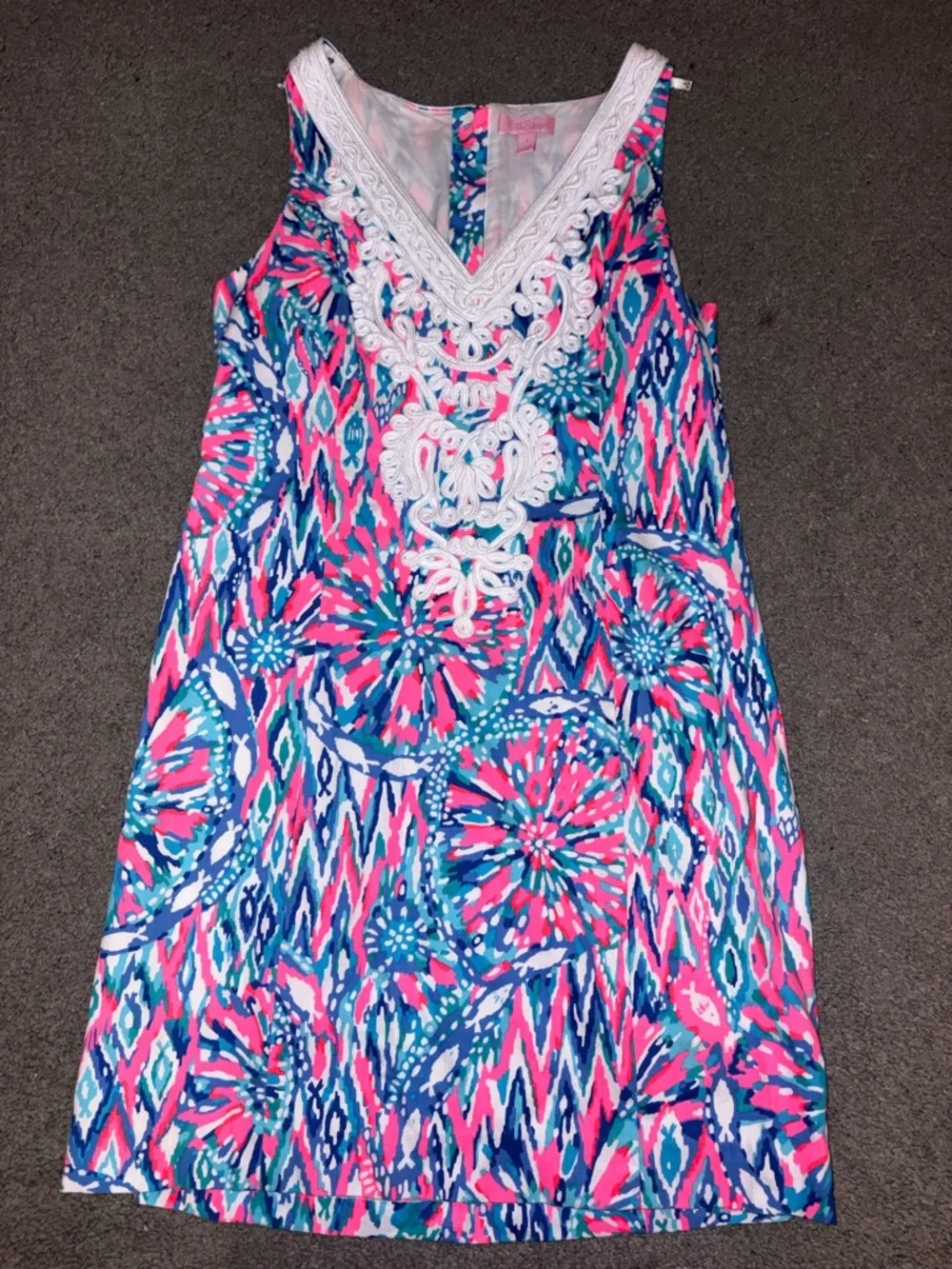 Lilly Pulitzer Gabby Shift Dress Size 8 – Tiki Pink “Shake It Up” 🌴💗 - Picture 2 of 5